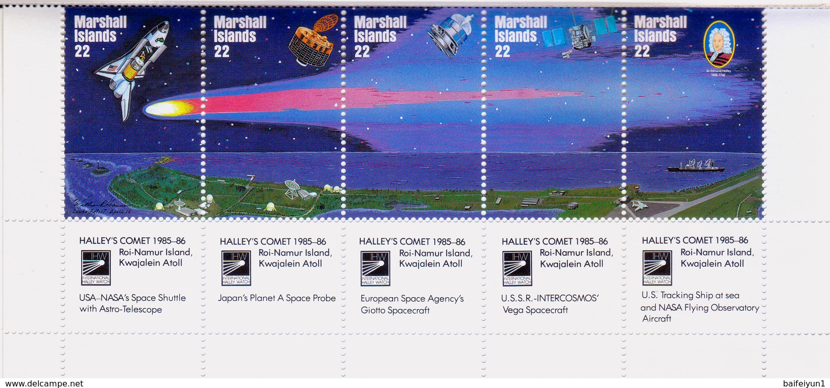MARSHALL ISLANDS 1985 Compl.set 5 Stamps*MNH** Halley's Comet - Astrología