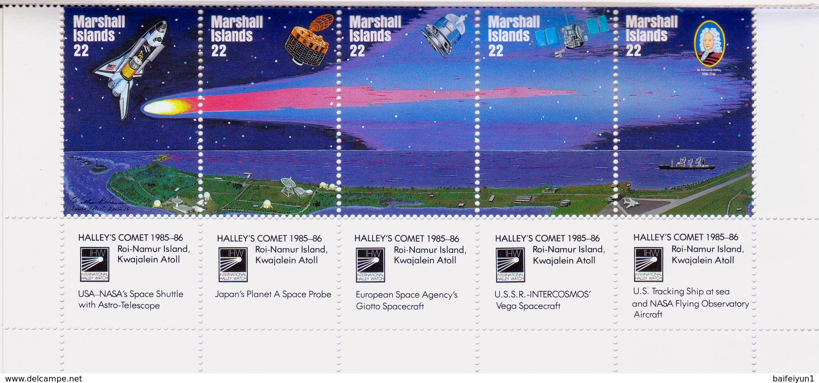 MARSHALL ISLANDS 1985 Compl.set 5 Stamps*MNH** Halley's Comet - Oceania