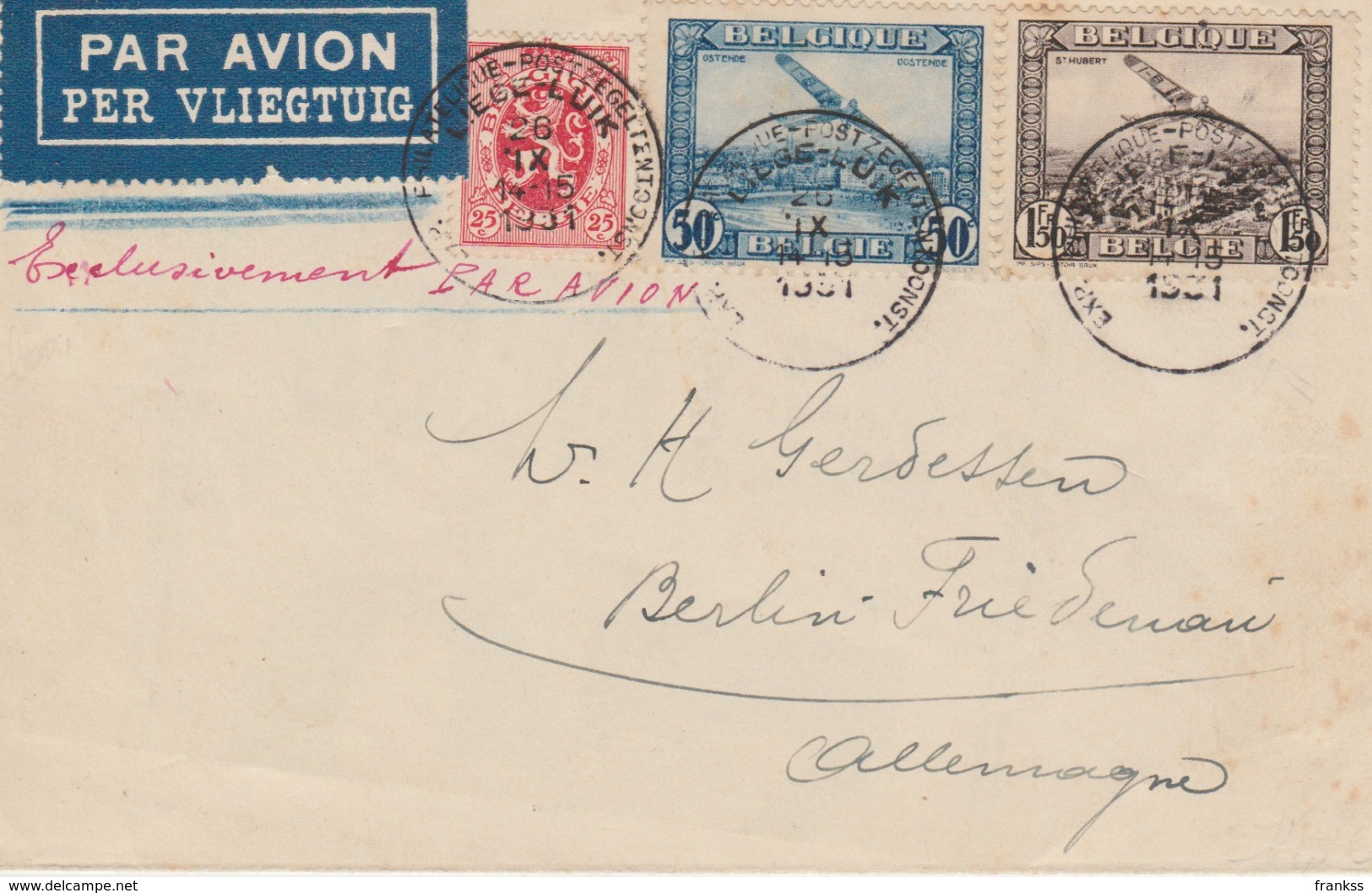 Postzegel Tentoonstelling Luik Vlucht Naar Berlin1931???? - Otros & Sin Clasificación