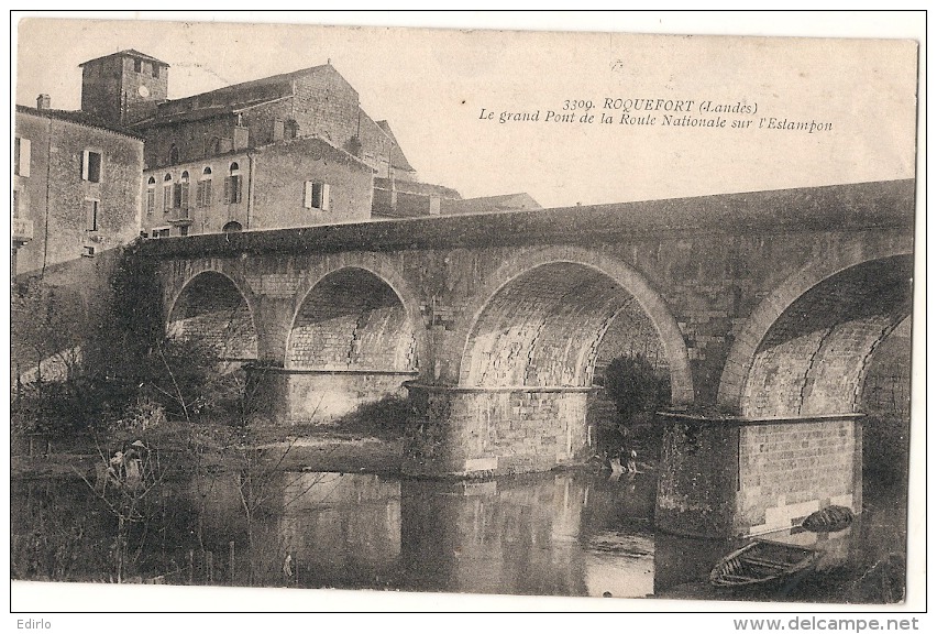 -40- ROQUEFORT  Le Grand Pont De La Route Nationale écrite TTB - Roquefort