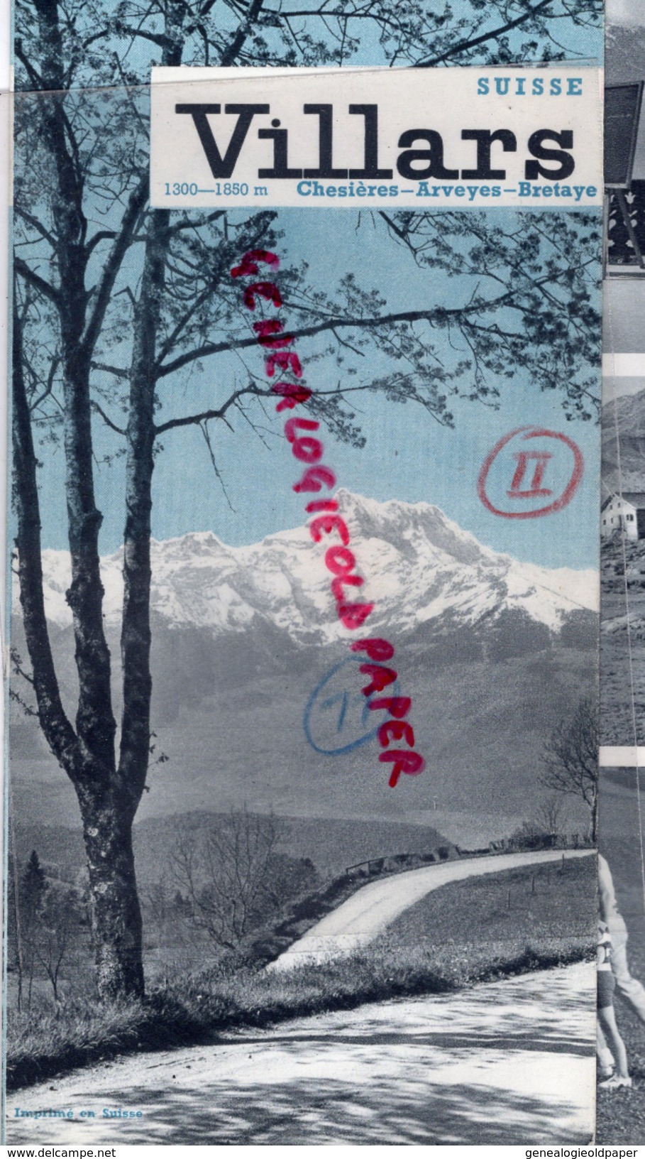 SUISSE - VILLARS -CHESIERES-ARVEYES-BRETAYE- DEPLIANT TOURISTIQUE AVEC LISTE HOTELS-  1937 - Dépliants Touristiques