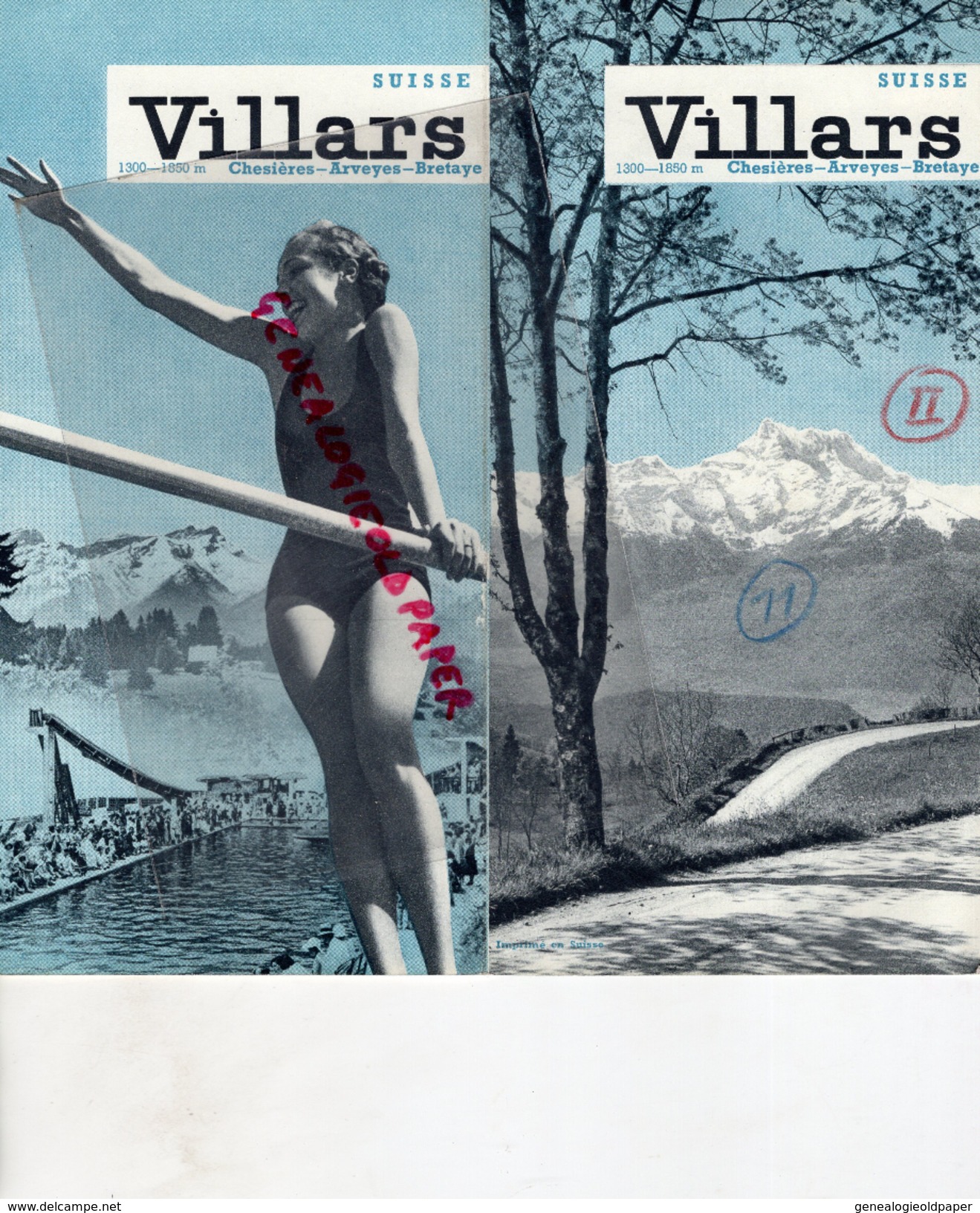 SUISSE - VILLARS -CHESIERES-ARVEYES-BRETAYE- DEPLIANT TOURISTIQUE AVEC LISTE HOTELS-  1937 - Dépliants Touristiques