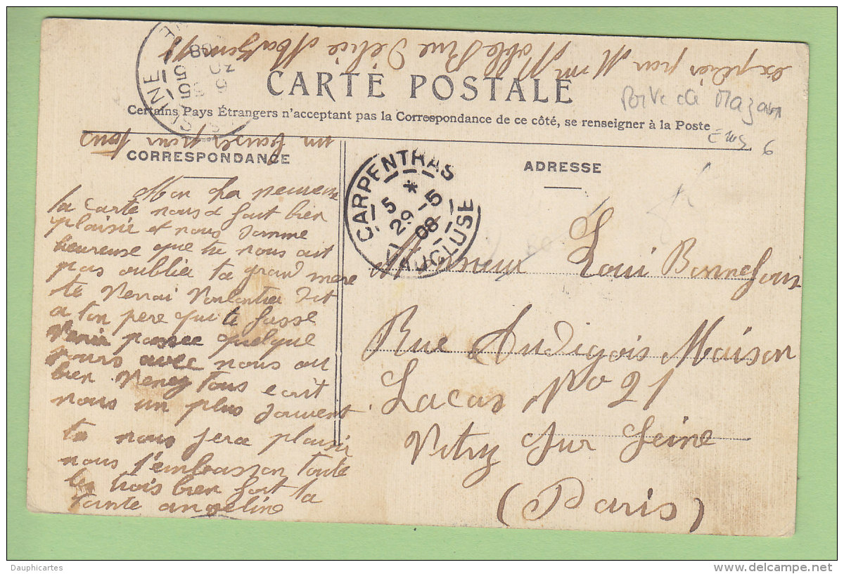 CARPENTRAS : Rue Porte De Mazan. Carte Toilée. 2  Scans. Edition Noble - Carpentras