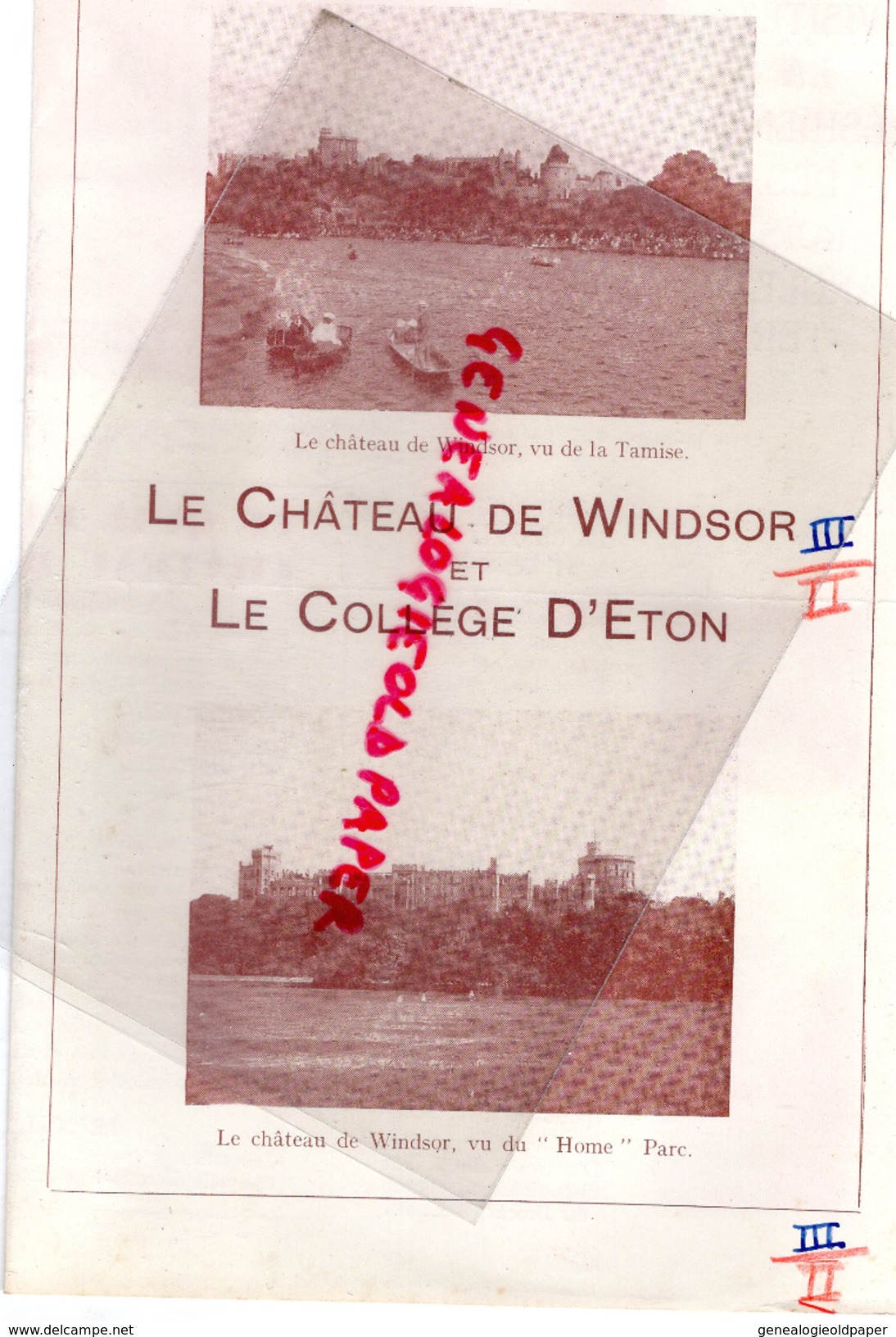 ANGLETERRE - CHATEAU DE WINDSOR VU DE LA TAMISE -COLLEGE D' ETON- DEPLIANT ANNEES 40 - Dépliants Touristiques