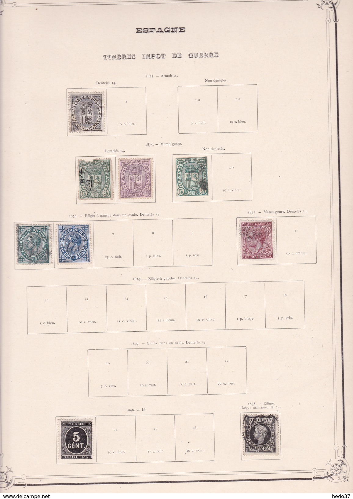 Espagne - Collection Vendue Page Par Page - Timbres Oblitérés / Neufs *(avec Charnière) -Qualité B/TB - Impots De Guerre