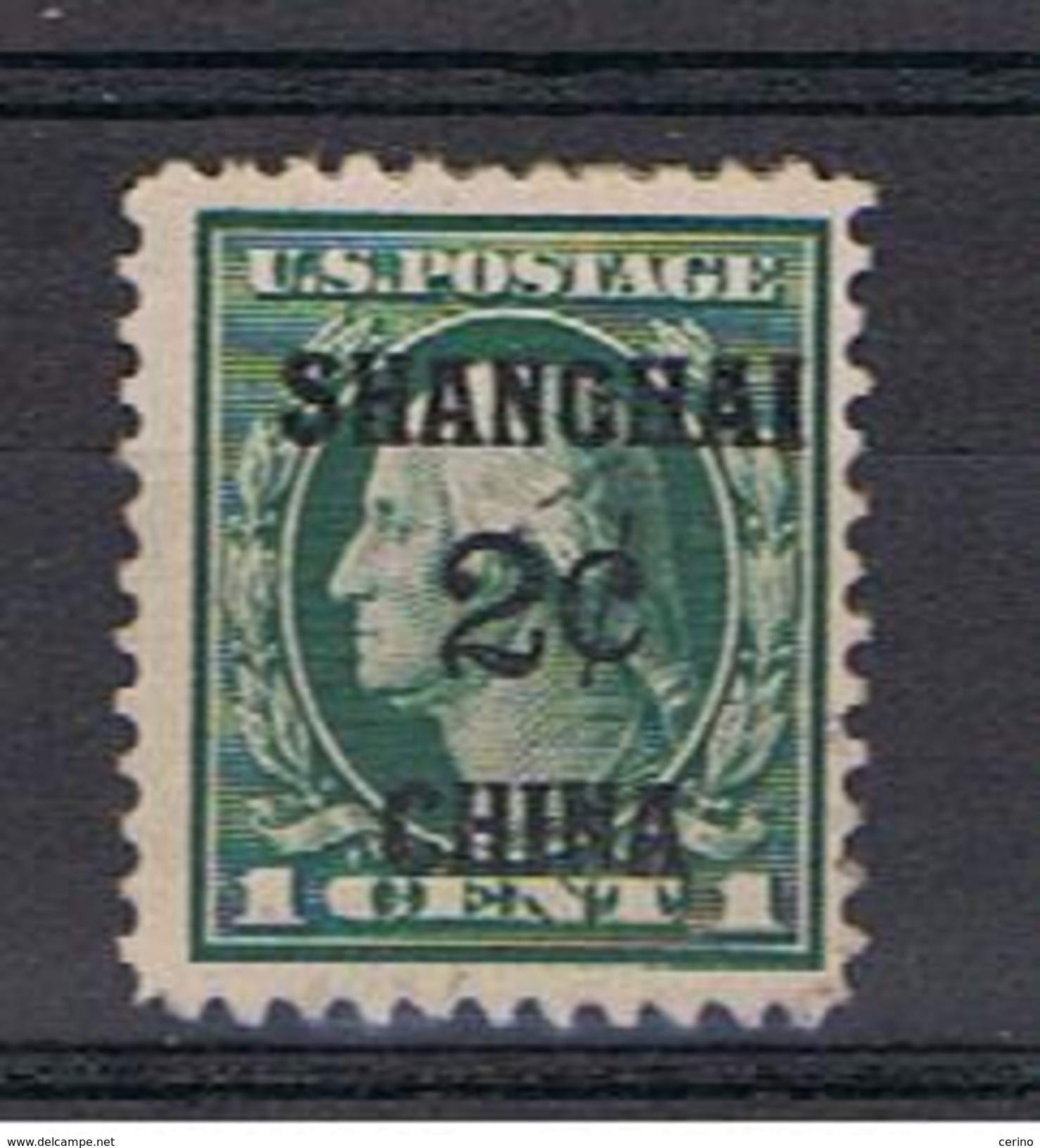 CINA:  1919  UFFICI  U.S.A. DI  SHANGHAI -  SOPRASTAMPATO  2c./1c. VERDE  S.G. - YV./TELL. 1 - Autres & Non Classés