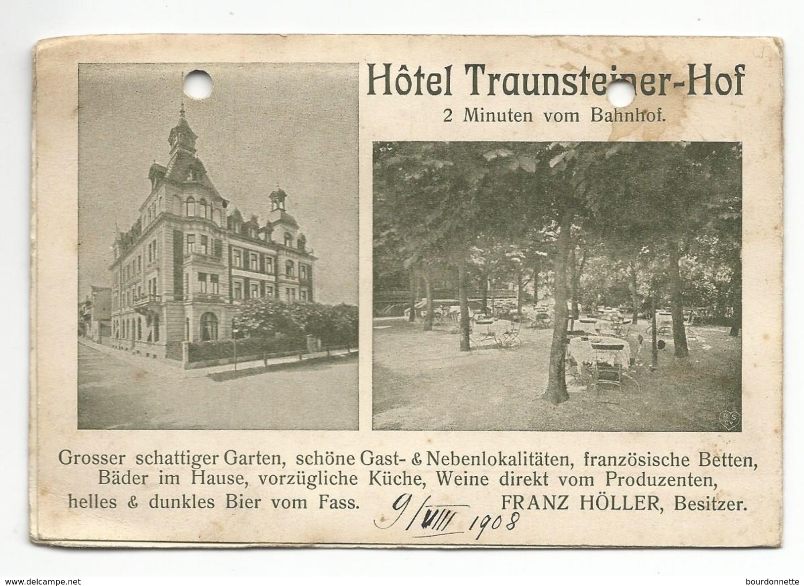 Hotel Traunsteiner 2 Minuten Vom Bahnhof-1908-Carte Double- - Traunstein