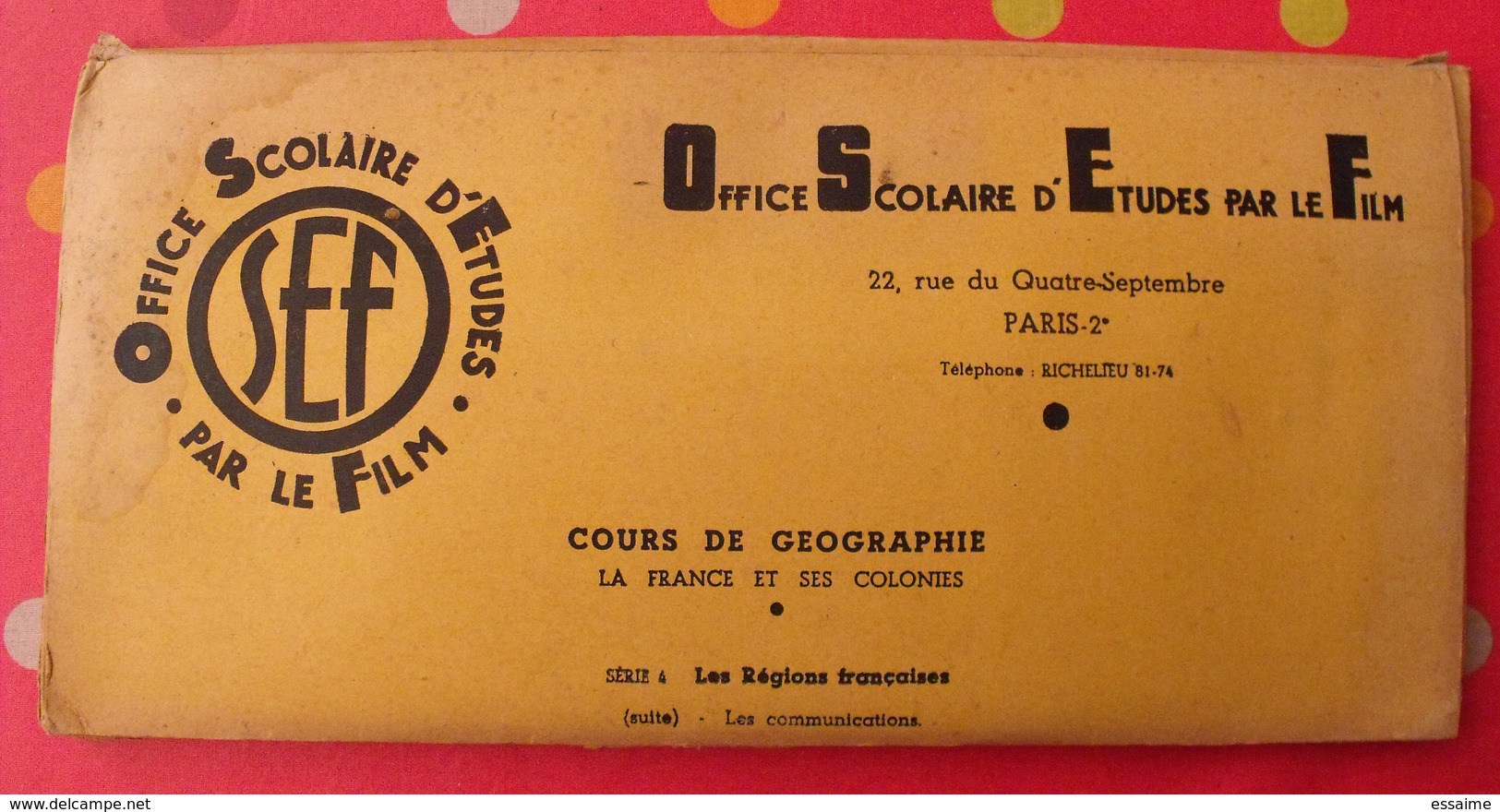 Photo Film Pédagogique. OSEF Office Scolaire D'études Par Le Film. Géographie France Et Colonies - Bobines De Films: 35mm - 16mm - 9,5+8+S8mm