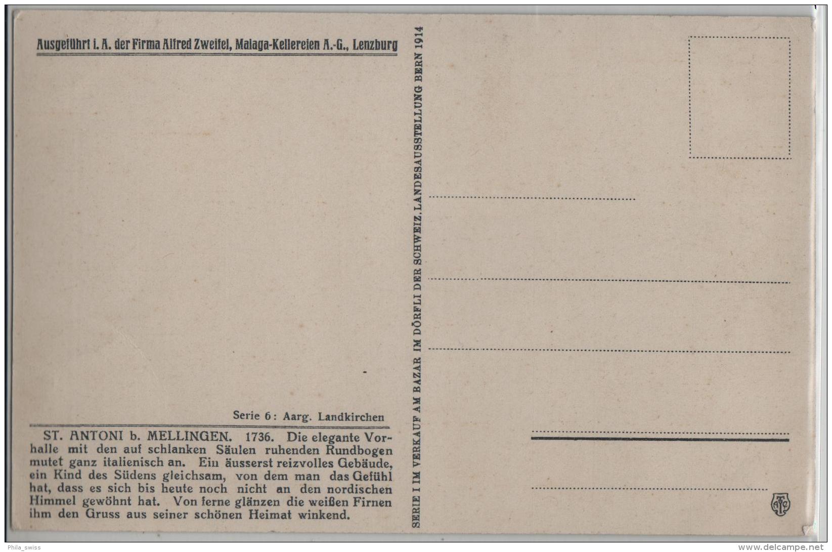 St. Antoni Bei Mellingen - Aargauische Landkirchen - Künstlerkarte Von Carl Zweifel - Mellingen