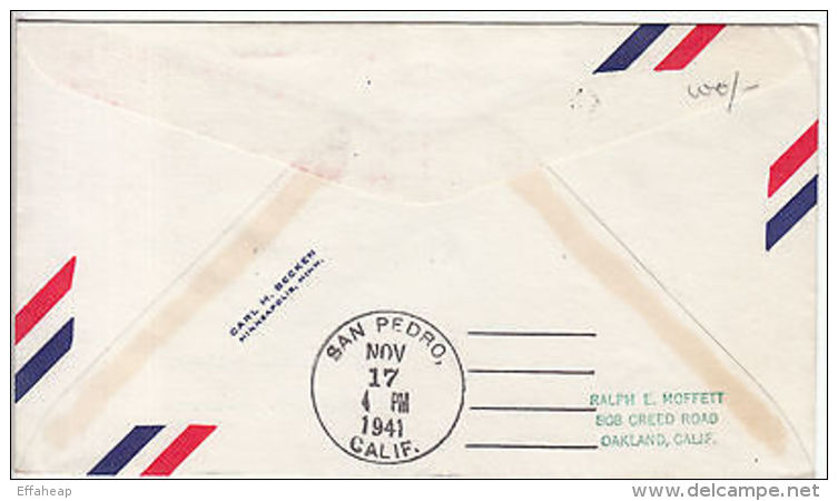 Fiji: GVI, First Transpacific Airmail, 1/5d Pair, Suva-San Pedro, 14 Nov 1941 - Fiji (...-1970)