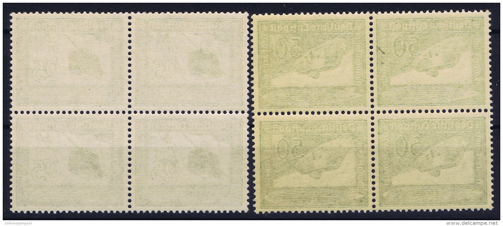 Deutsche Reich:  Mi Nr 669 - 670 MNH/**/postfrisch/neuf Sans Charniere 1938 In 4-Blocken - Luft- Und Zeppelinpost