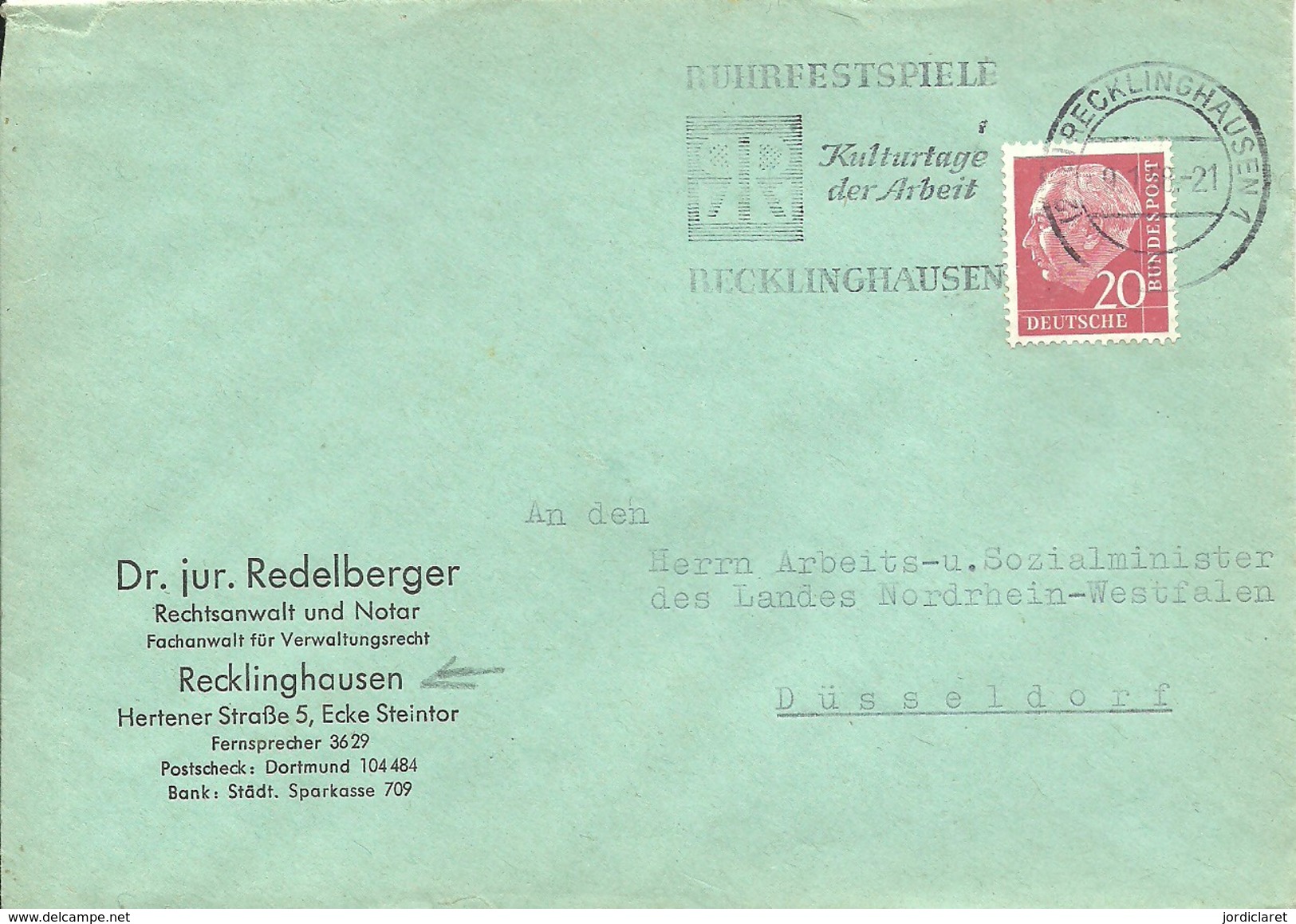 LETTER RECKLINGHAUSEN 1958 - Covers & Documents