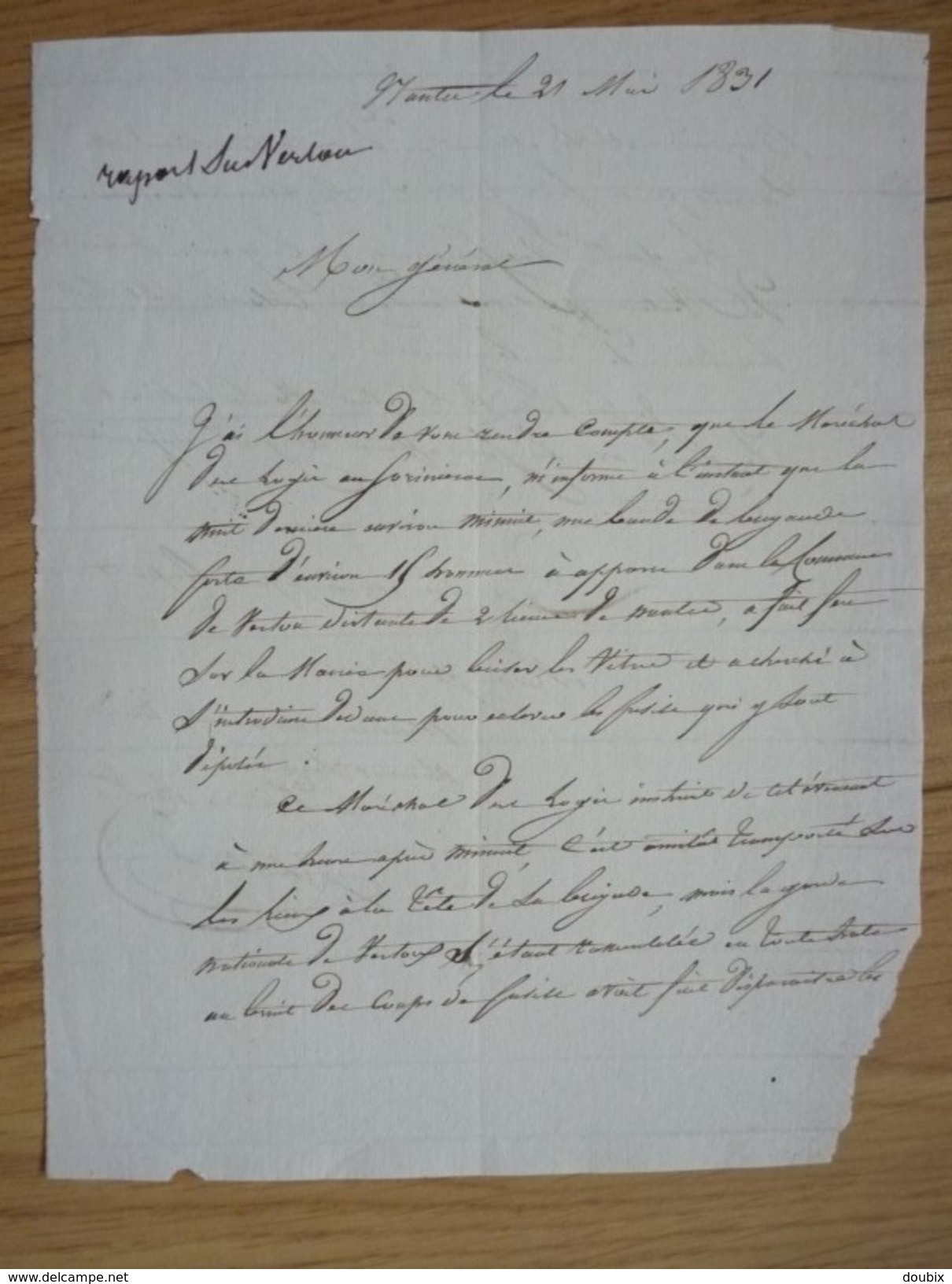 NANTES (1831) Brigands à VERTOU - CAREIL - LA GAVRE - LES SORINIERES ... Autographe - Autres & Non Classés