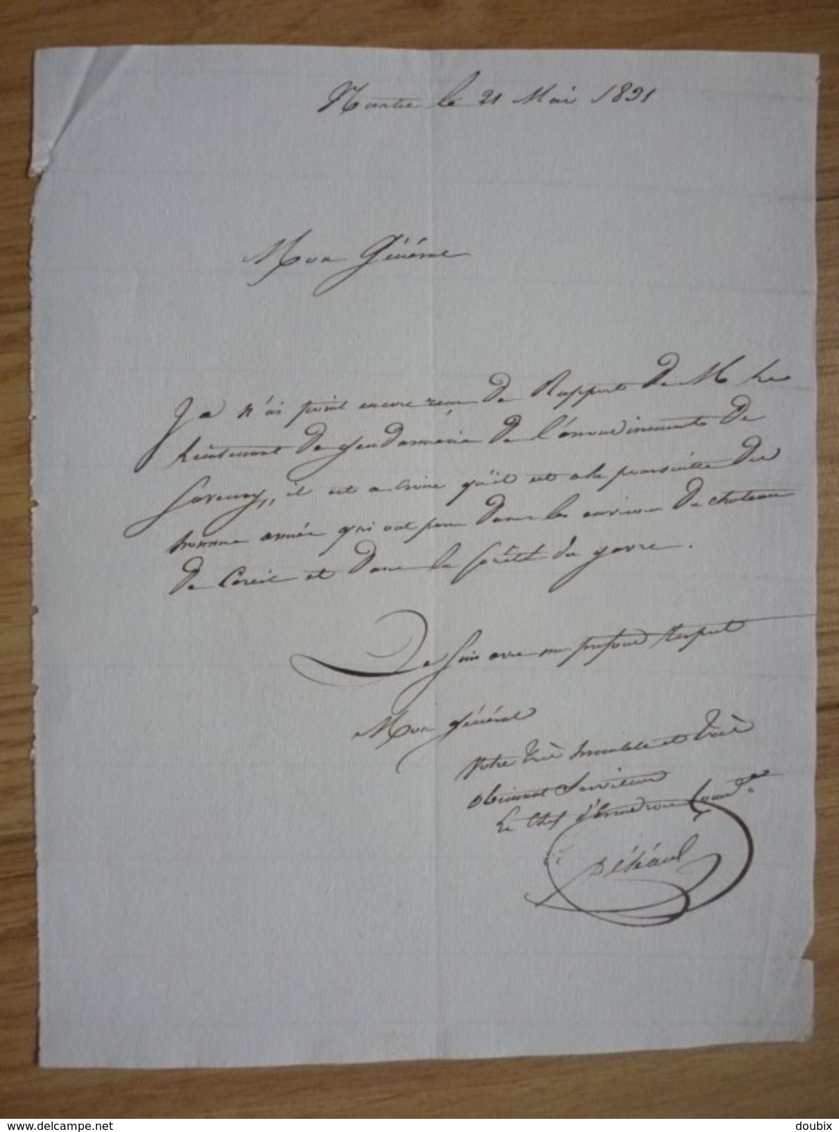 NANTES (1831) Brigands à VERTOU - CAREIL - LA GAVRE - LES SORINIERES ... Autographe