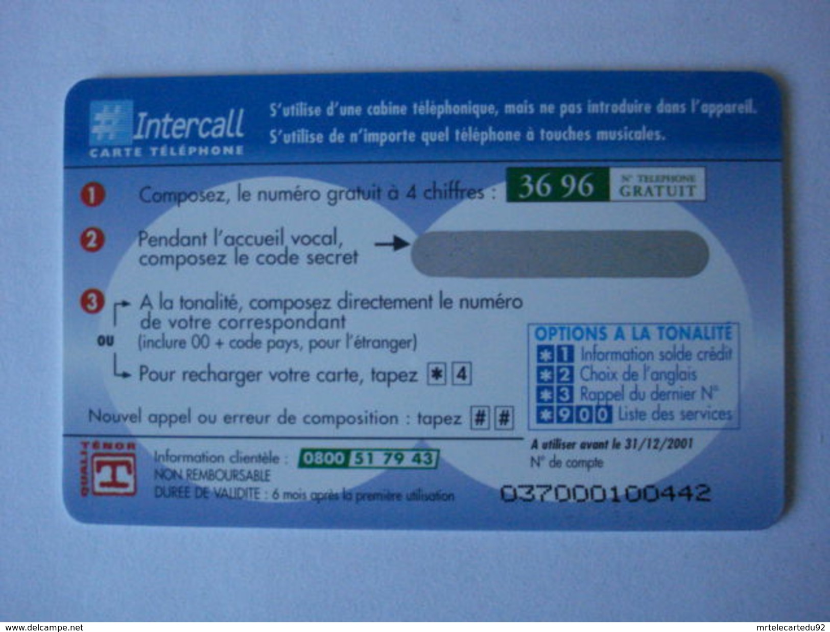 INTERCALL  PU66   " Neuve Non Gratter "  FRANCE MONDE GSM - Cellphone Cards (refills)