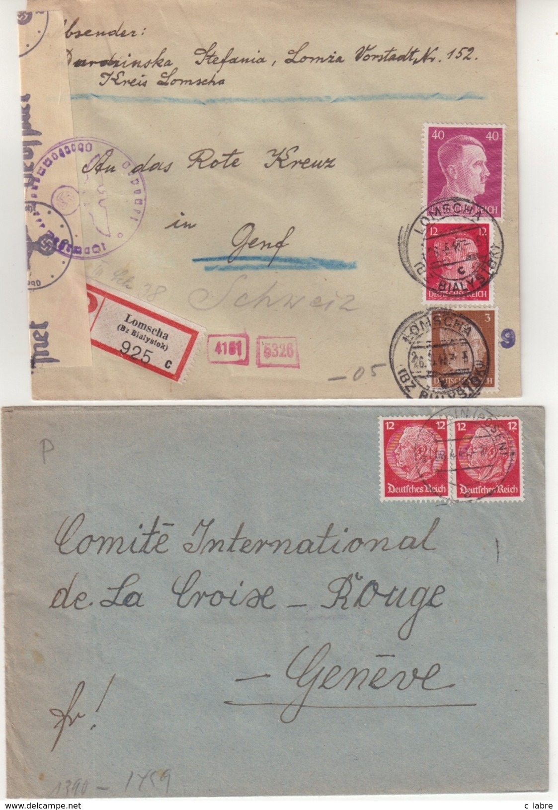 ALLEMAGNE : 5 LETTRES . DE PG RUSSES . POUR LE CICR DE GENEVE . 1944/45 . - Briefe U. Dokumente