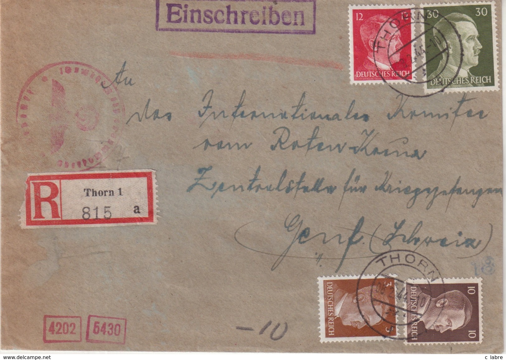 ALLEMAGNE : 5 LETTRES . DE PG RUSSES . POUR LE CICR DE GENEVE . 1944/45 . - Briefe U. Dokumente