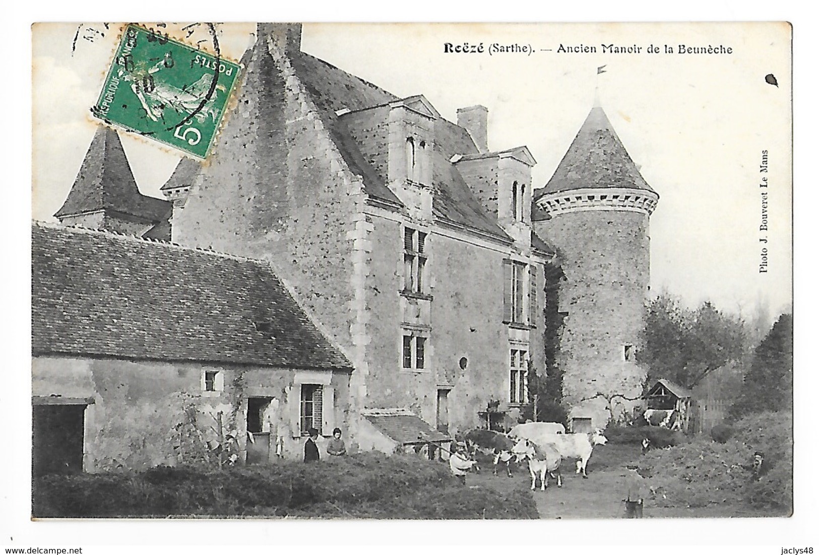 ROËZE  (cpa 72)  Ancien Manoir De La Beunèche -Troupeau De Vaches -   - L 1 - La Fresnaye Sur Chédouet