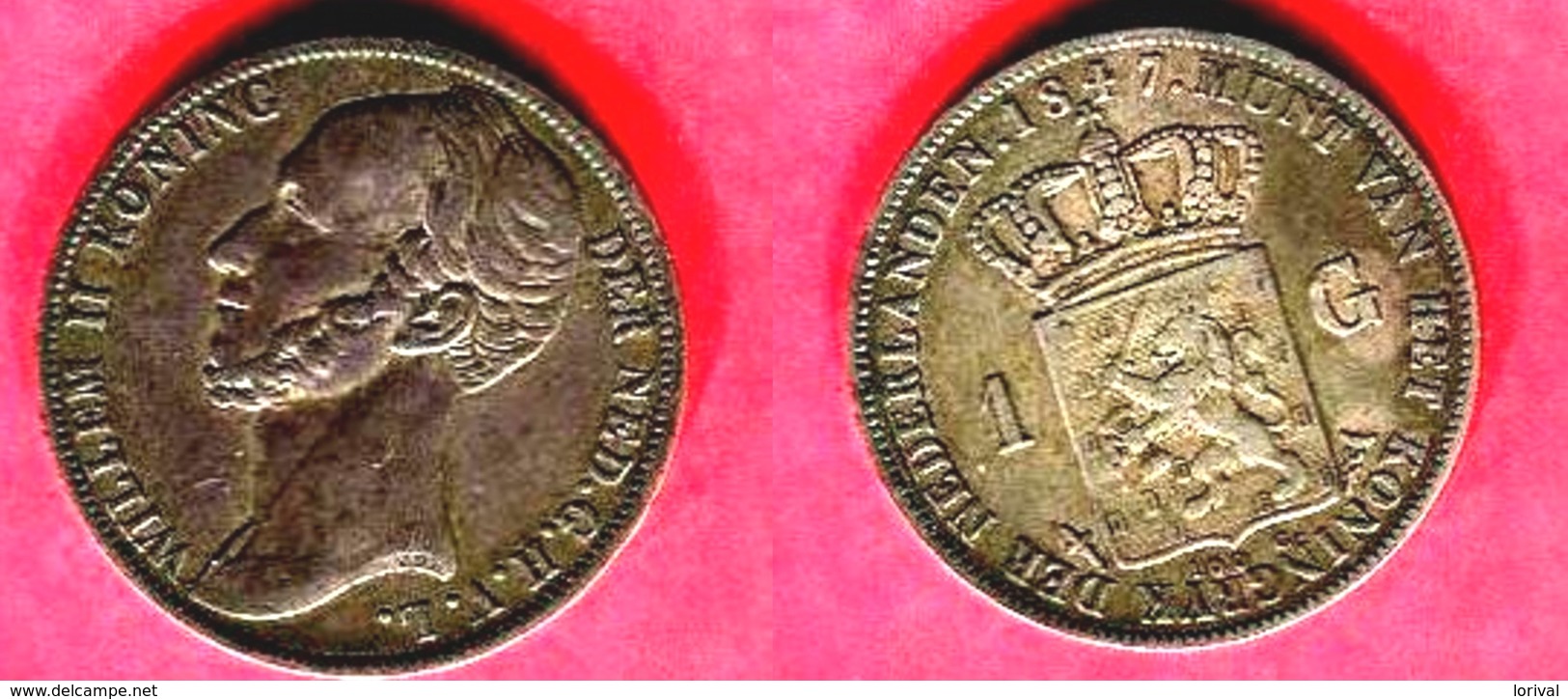 § 1 GULDEN  (KM 3 A)  TB+ 75 - 1840-1849: Willem II.