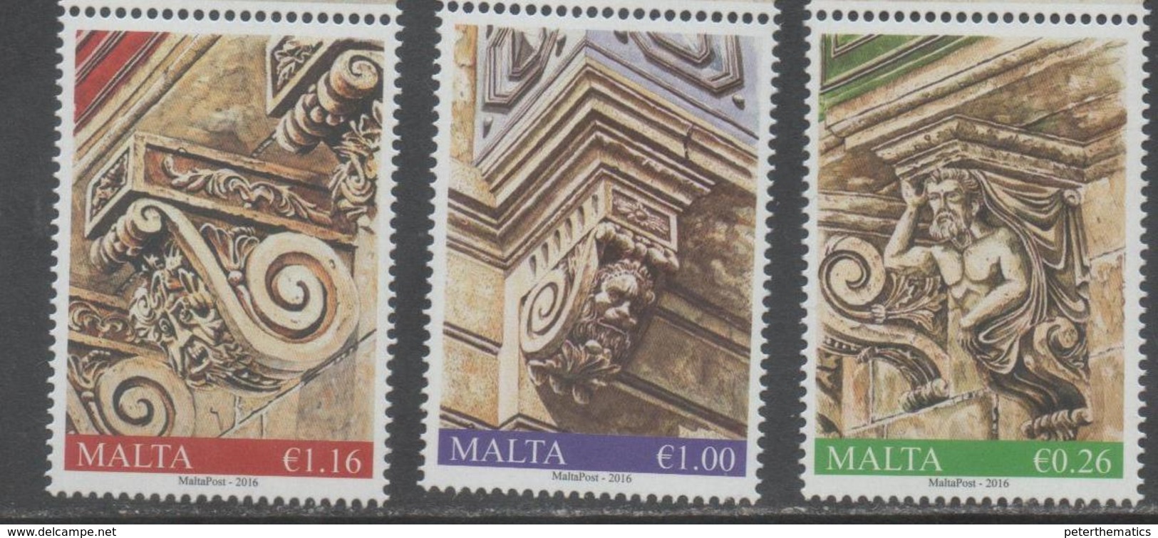 MALTA,  2016, MNH, BALCONY CORBELS, ART, 3v - Andere & Zonder Classificatie