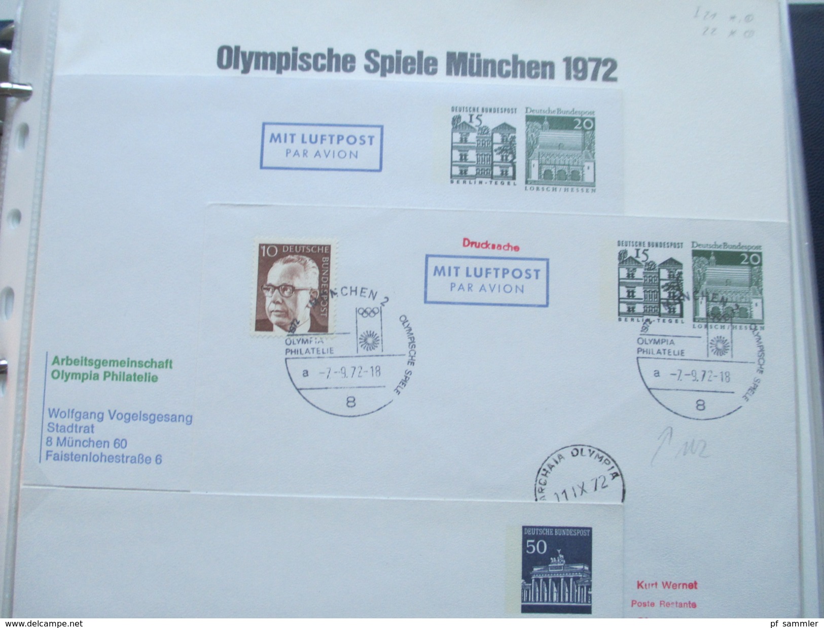 Olympische Spiele München 1972 Sammlung Sonderbelege / Karten mit Blocks und besseren Stücken!! Hoher Katalogwert!!