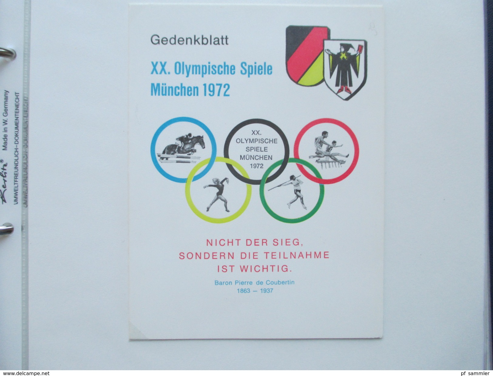 Olympische Spiele München 1972 Sammlung Sonderbelege / Karten mit Blocks und besseren Stücken!! Hoher Katalogwert!!