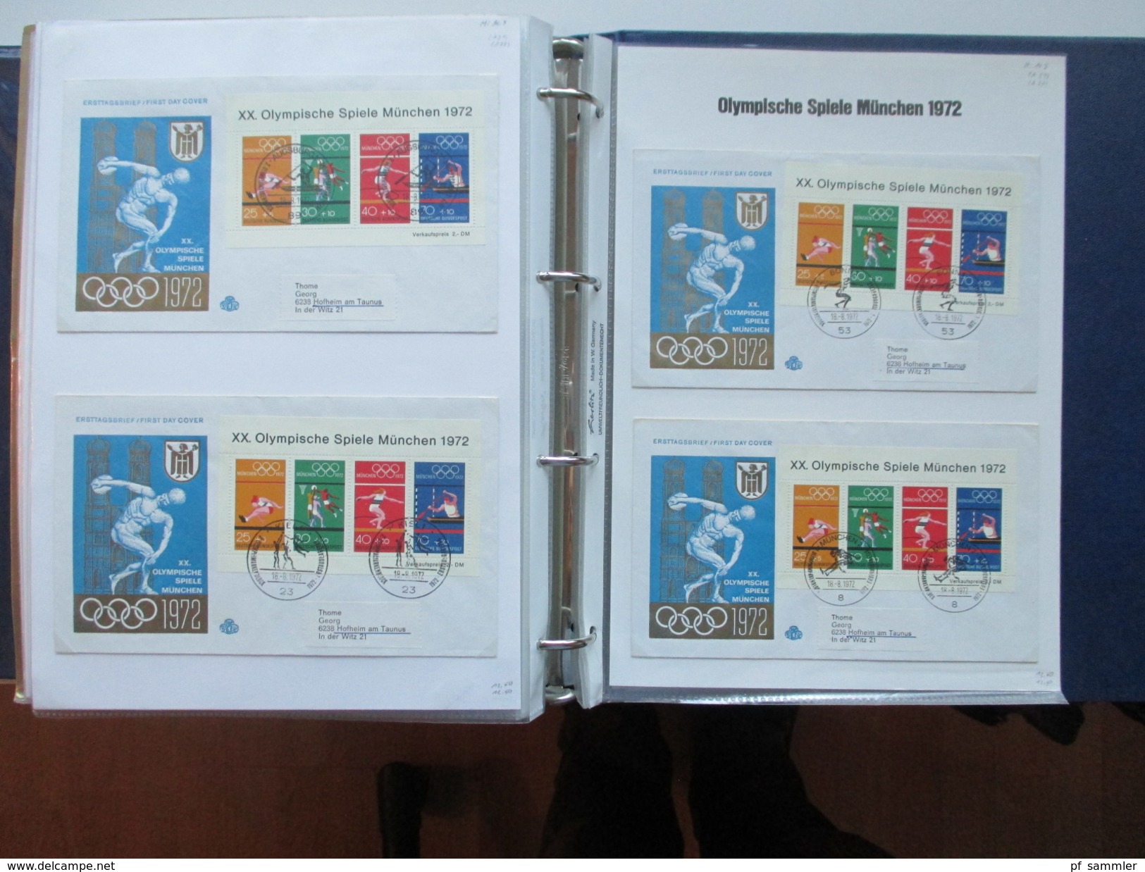 Olympische Spiele München 1972 Sammlung Sonderbelege / Karten mit Blocks und besseren Stücken!! Hoher Katalogwert!!