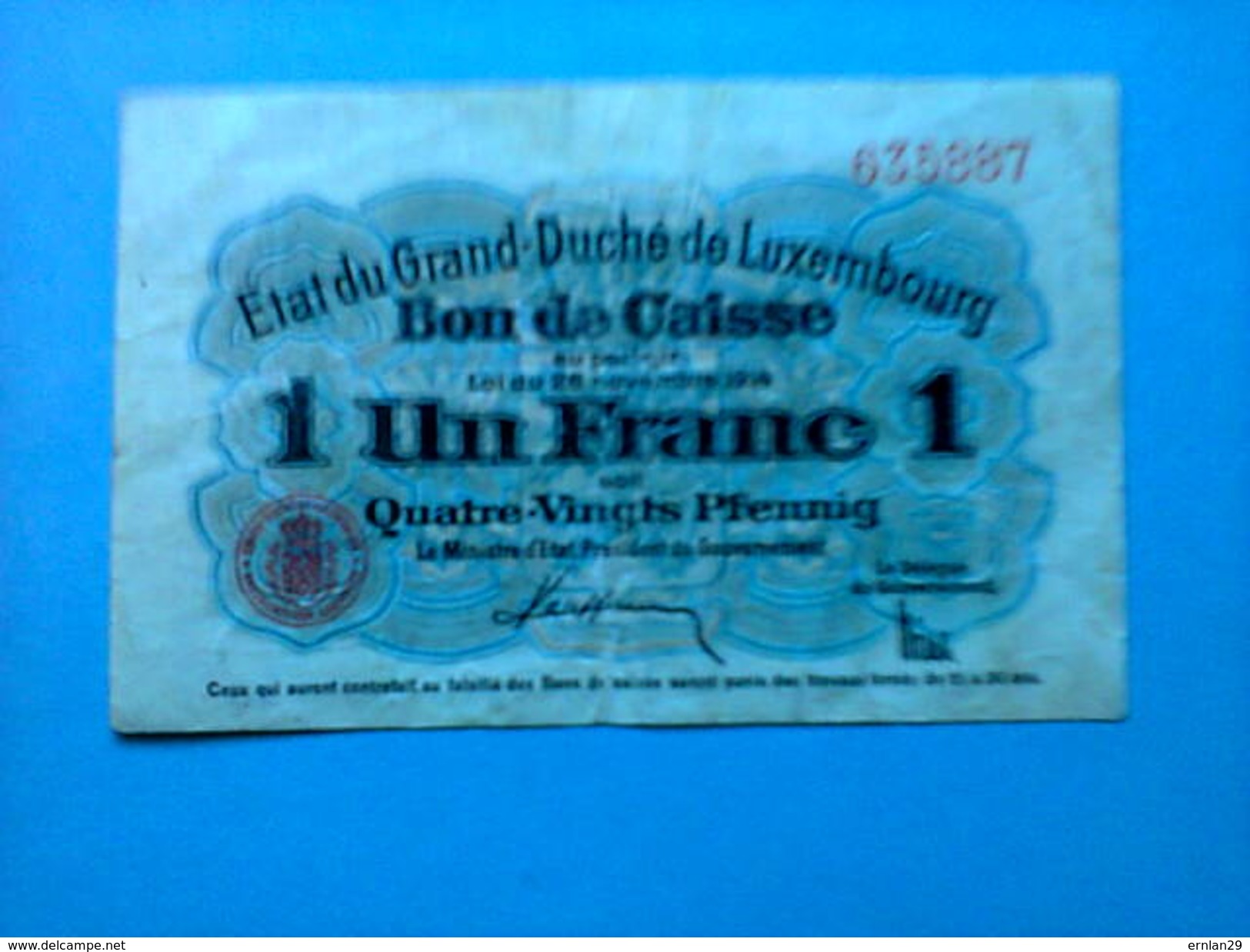 Luxembourg - Billet De Banque - 1 Franc - 1 Franken Loi Du 28 Nov 1914 - Luxembourg