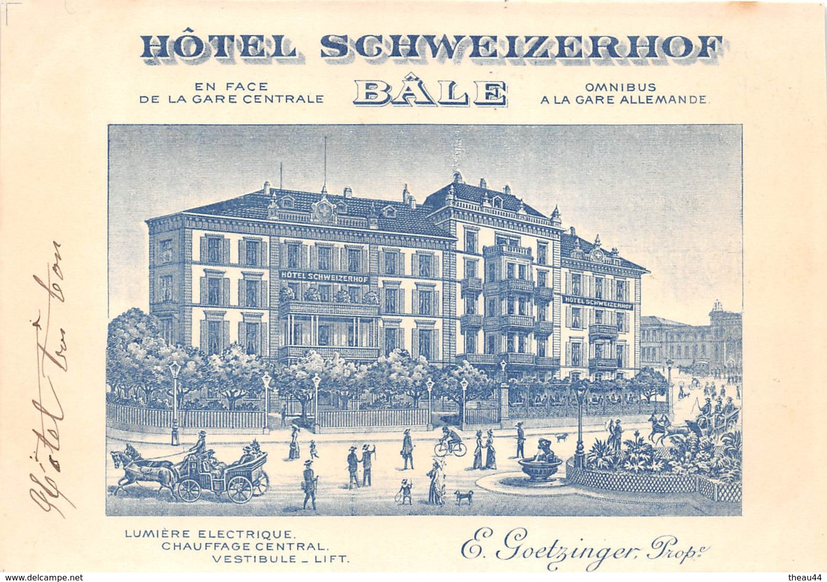 SUISSE  - BALE - Carte Publicitaire De L'Hôtel Schweizerhof En 1901 - E. Goetzinger , Propriétaire  -  Illustrateur - Basilea