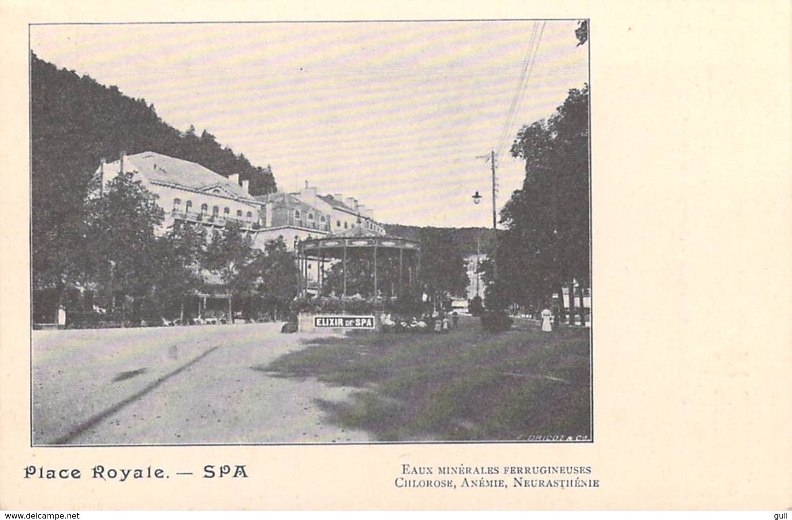 Belgique (Liège) SPA  Place Royale (Eaux De SPA)Eaux Minérale Ferrugineuses Chlorose Anémie Neurasthénie (Cpa DOS SIMPLE - Spa