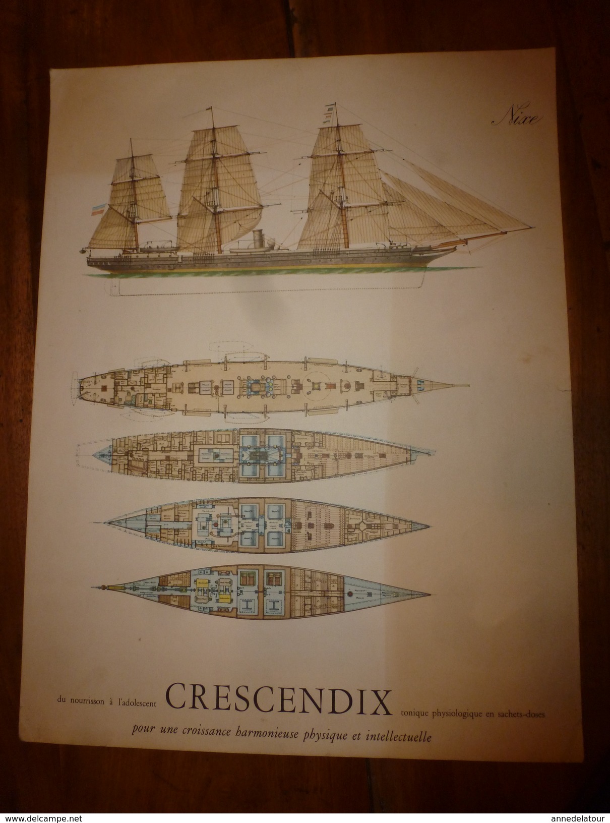 Années 1930-1950 Ou Avant :Gravure MARINE à VOILES , En Couleurs ( LE NIXE ) ,dim Hors-tout 48 Cm X 37 Cm - Publicités