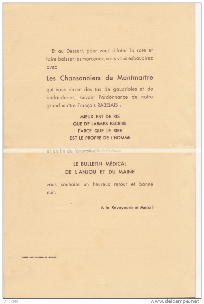 Ancien Menu + Photo Banquet Médecine Anjou à Gennes Sur Loire 1937 (49 - Maine Et Loire) - Menükarten