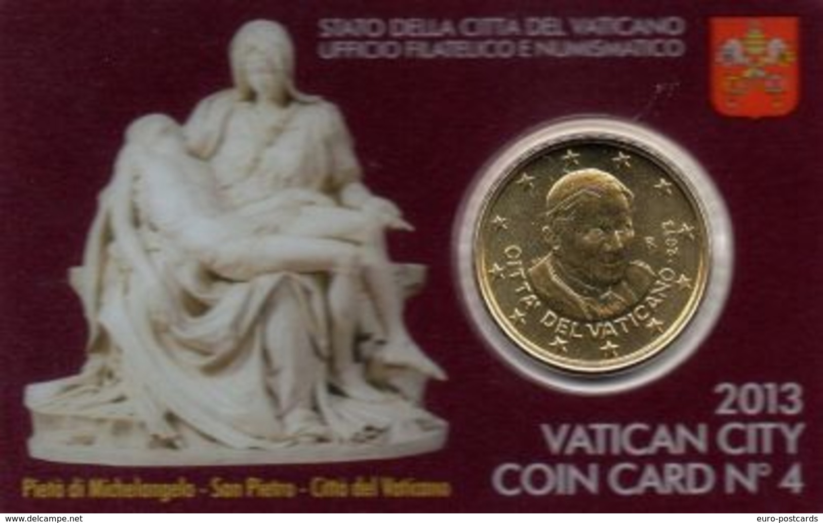 VATICANO COIN CARD 2013  N°4 - CON 50 CENTESIMI FDC BENEDETTO XVI - VATICAN CITY - Vaticano