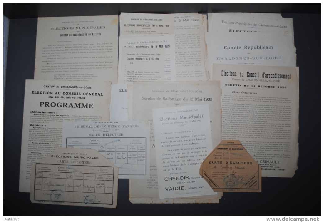 Lot De Vieux Papiers élections à Chalonnes Sur Loire De 1925 à 1935 (49 - Maine Et Loire) - Zonder Classificatie