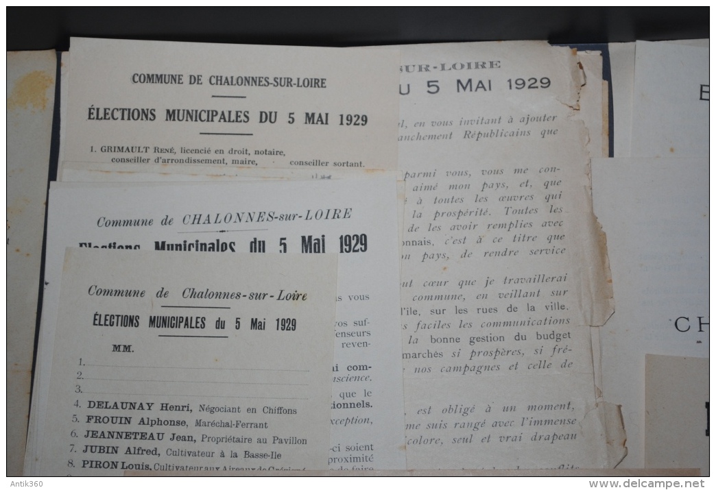 Lot De Vieux Papiers élections à Chalonnes Sur Loire De 1925 à 1935 (49 - Maine Et Loire) - Zonder Classificatie