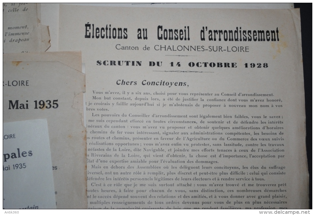 Lot De Vieux Papiers élections à Chalonnes Sur Loire De 1925 à 1935 (49 - Maine Et Loire) - Zonder Classificatie
