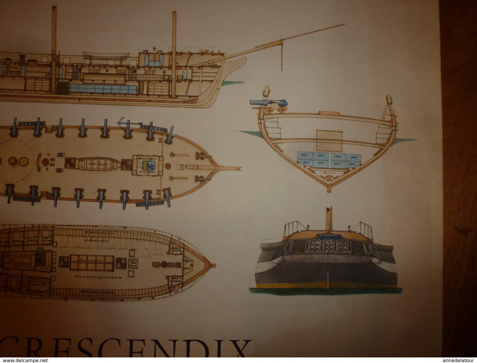 Années 1930-1950 Ou Avant :Gravure MARINE , En Couleurs ( LE CONCORDIA ) ,dim Hors-tout 48 Cm X 37 Cm - Publicités