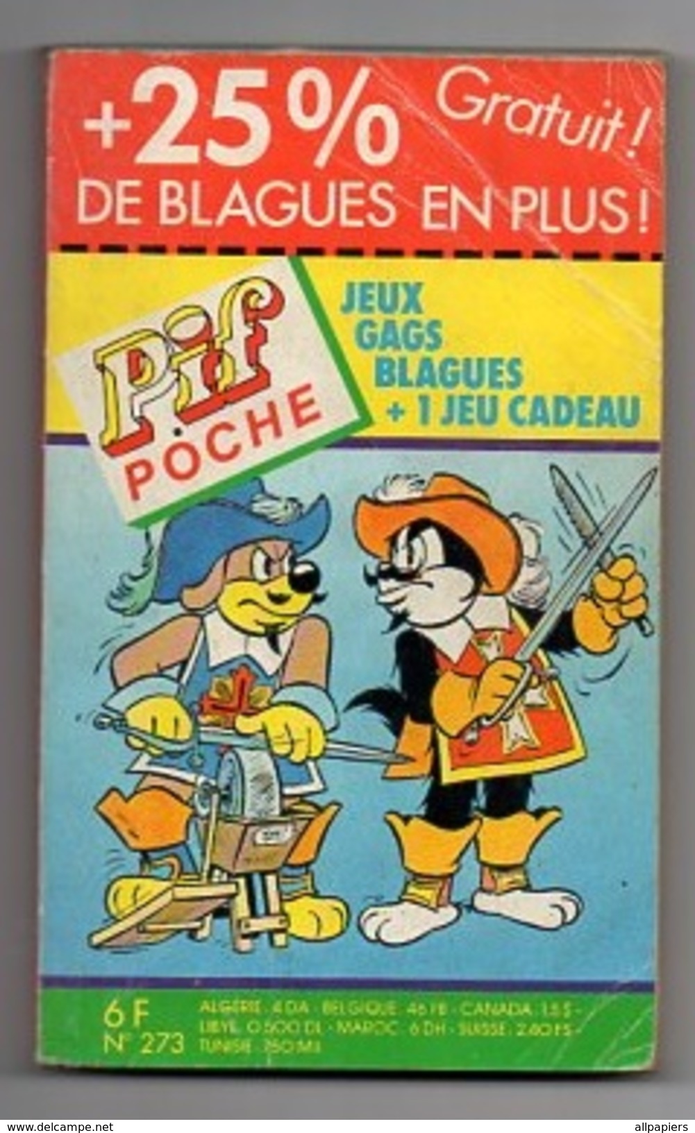 Pif Poche N°273 Jeux Gags Blagues + 1 Jeu Cadeau De 1988 - Pif & Hercule