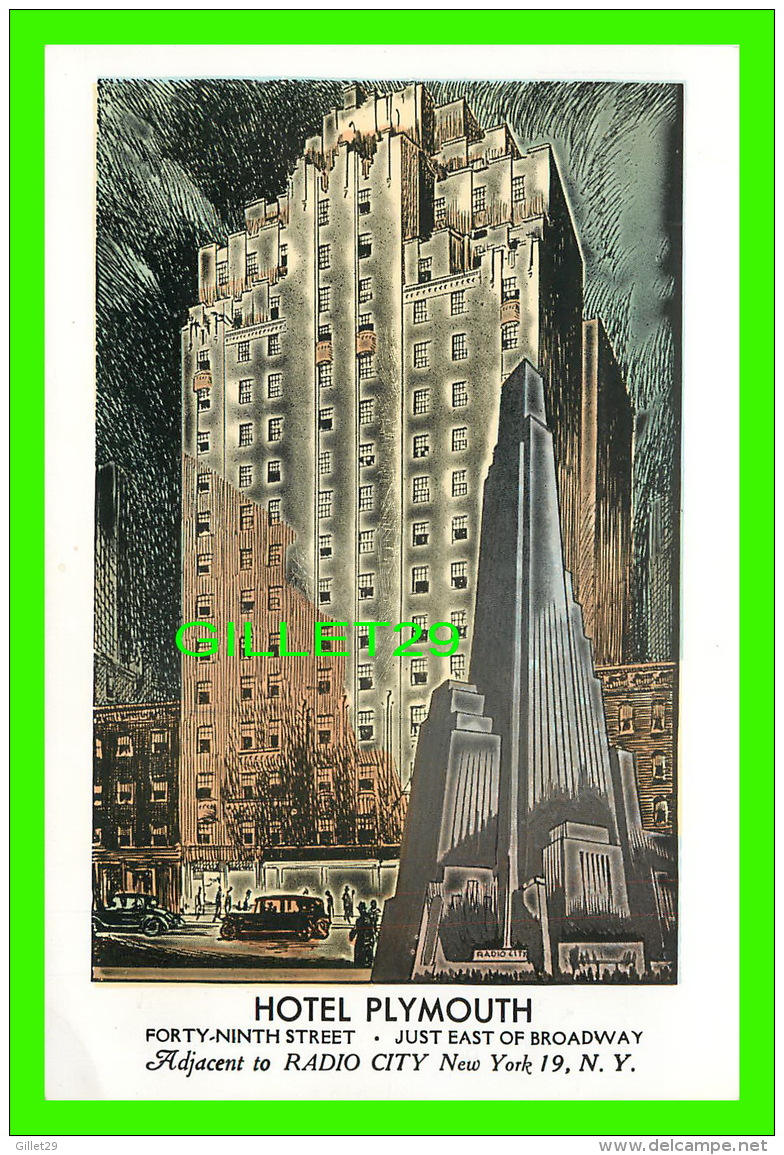 NEW YORK CITY, NY - HOTEL PLYMOUTH, ADJACENT TO RADIO CITY - LUMITONE PHOTOPRINT - - Cafés, Hôtels & Restaurants