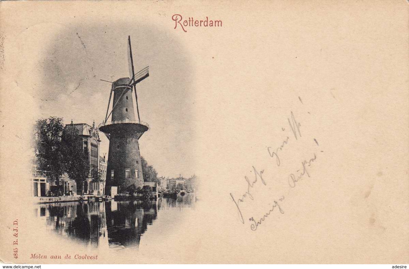Litho Vorläufer ROTTERDAM - Windmühle, Gel.1898 V.Rotterdam > Wien - Rotterdam