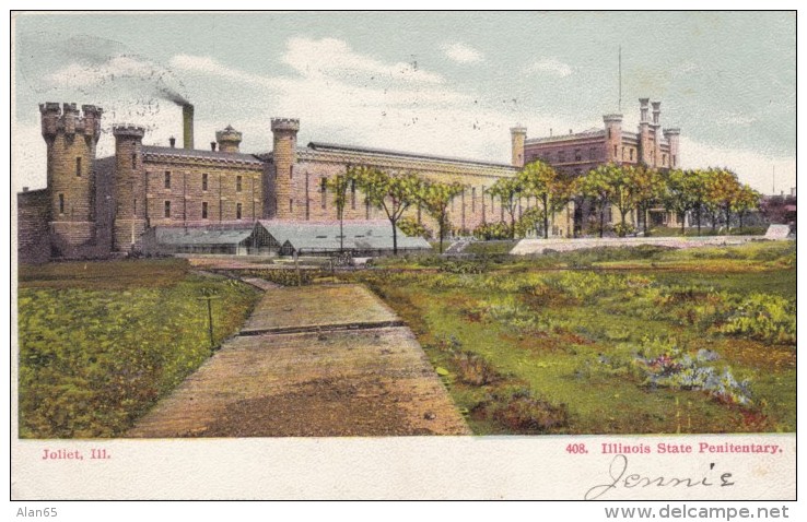 Illinois State Penitentary Prison Exterior View, C1900s Vintage Postcard - Bagne & Bagnards
