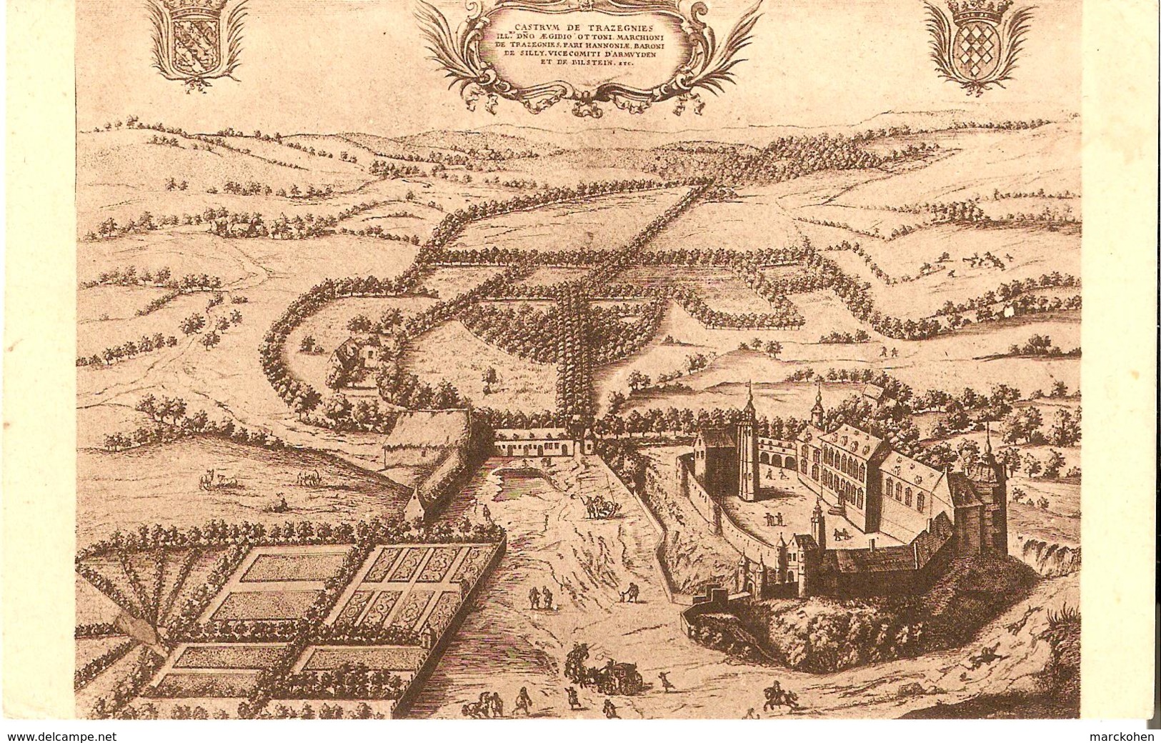 Courcelles (6183) : Le Château De Trazegnies, D'après Une Gravure Du Cabinet Des Estampes à Bruxelles. CPA. - Courcelles