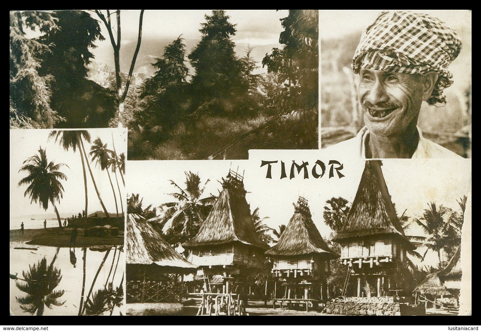 TIMOR - Paísagem Timorense; Catatuas;Espelho Timorense;Casas De Lospalos.( Ed. Tjing Fa Ho Nº 13)  Carte Postale - Timor Oriental