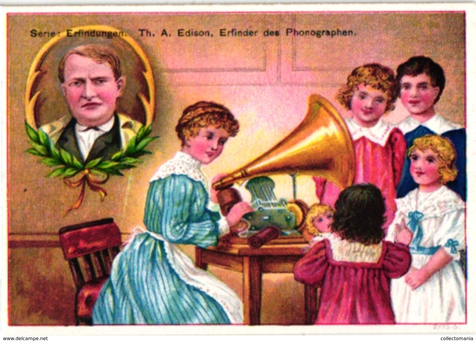 6 Cards Pub Adler Drogerie Dresden C1900 Inventions Dr Siemens Davy Limelight Heliograph Thomas Edison Phonograph - Sonstige & Ohne Zuordnung