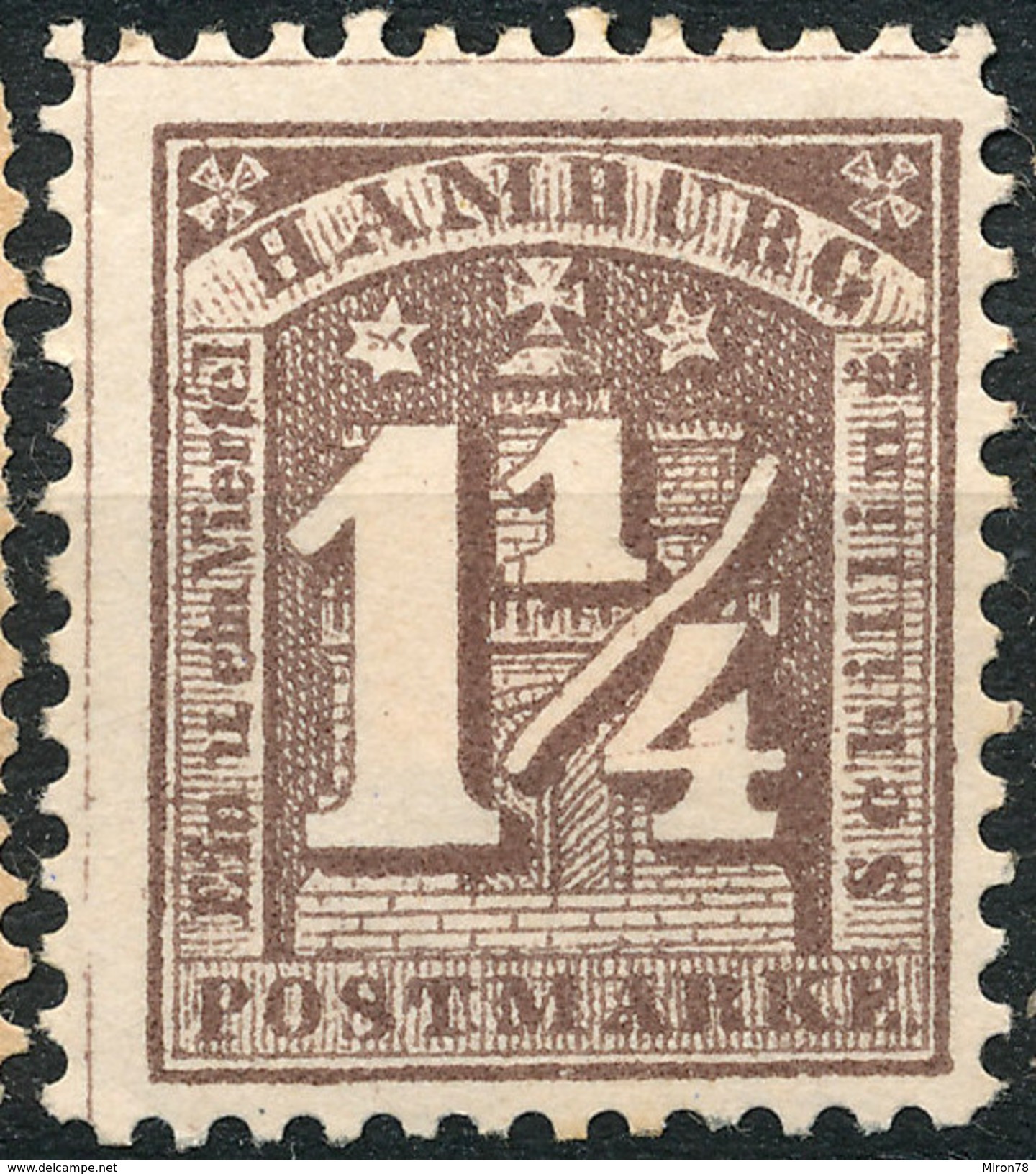 Stamp German States  Hamburg 1 1/4s Mint Lot#3 - Hamburg