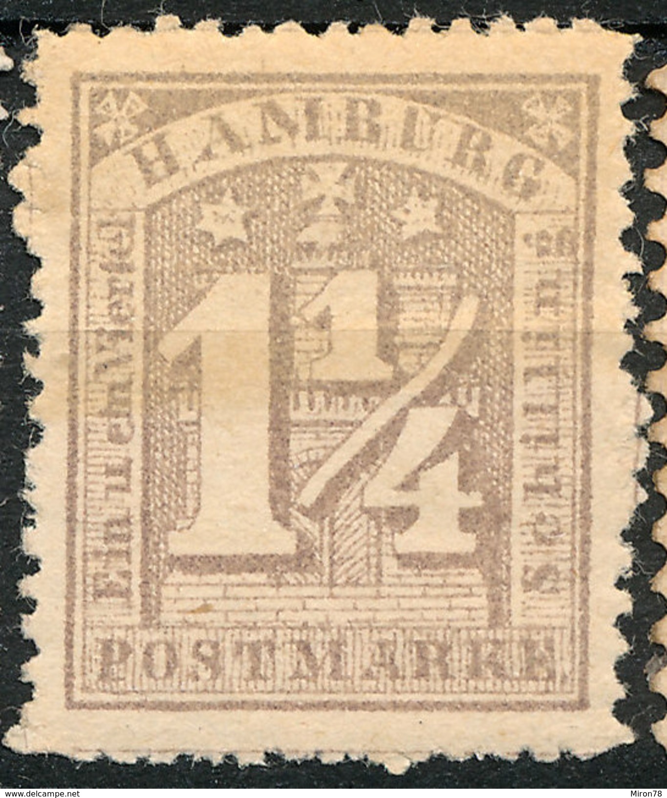 Stamp German States  Hamburg 1864-65 1 1/4s Mint Lot#16 - Hamburg