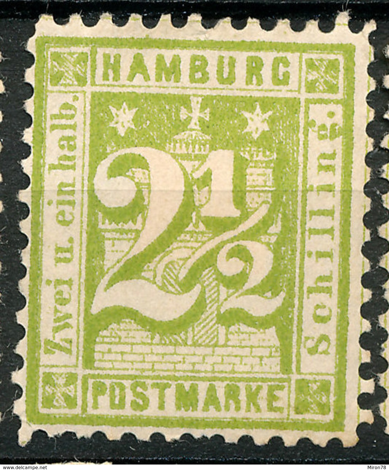 Stamp German States  Hamburg 1864-65 2 1/2s Mint Lot#27 - Hamburg