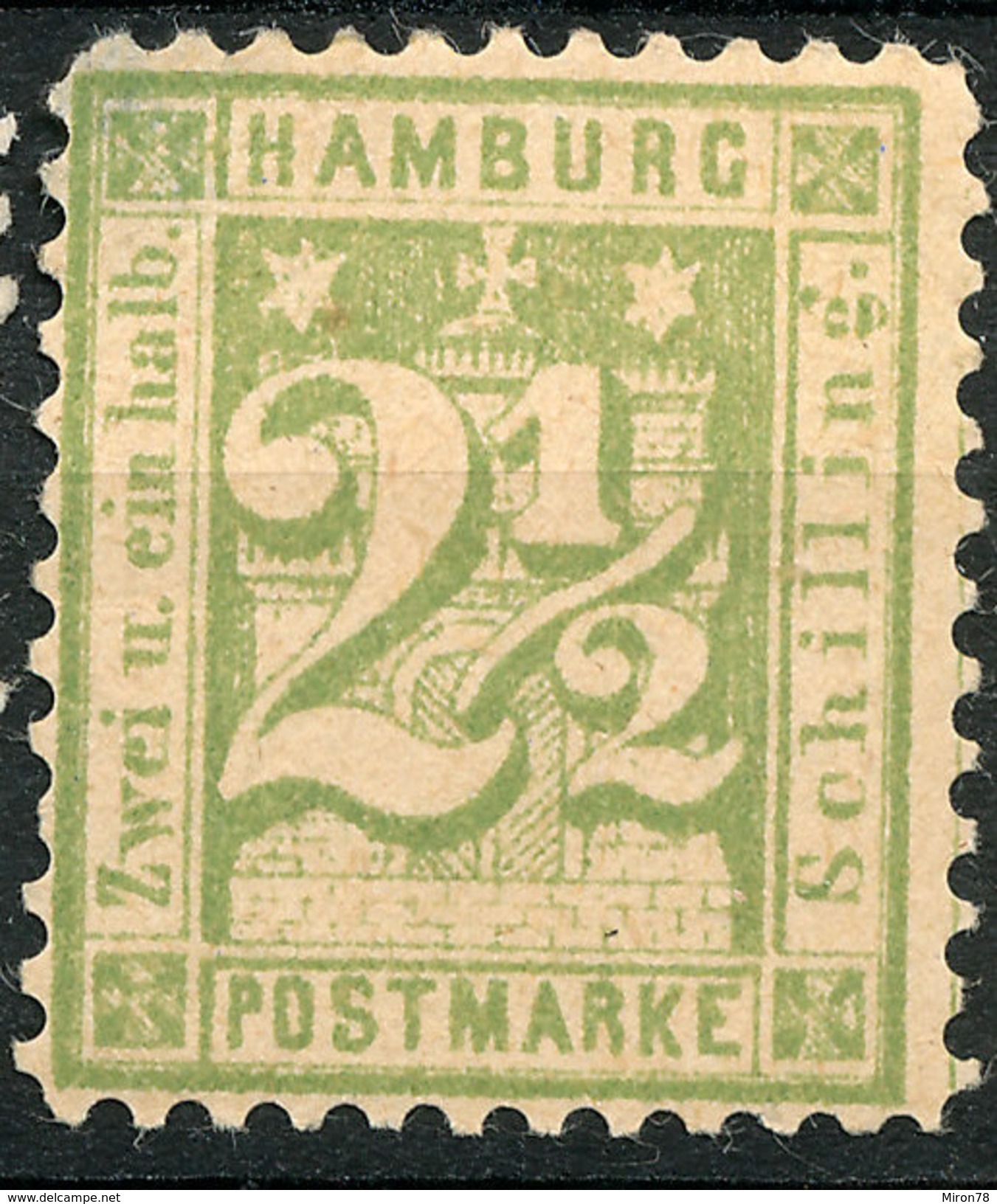 Stamp German States  Hamburg 1864-65 2 1/2s Mint Lot#29 - Hamburg