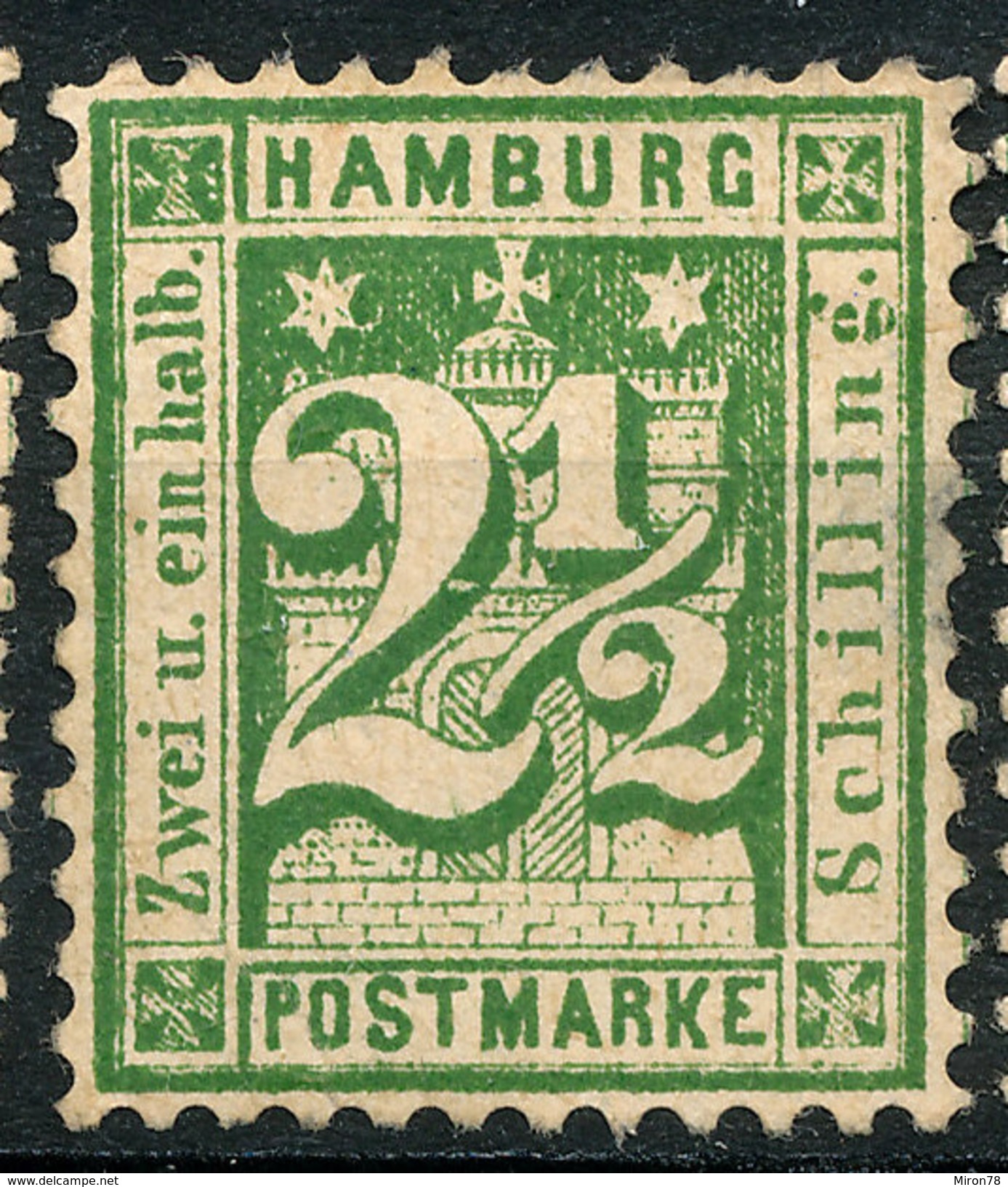 Stamp German States  Hamburg 1864-65 2 1/2s Mint Lot#34 - Hamburg