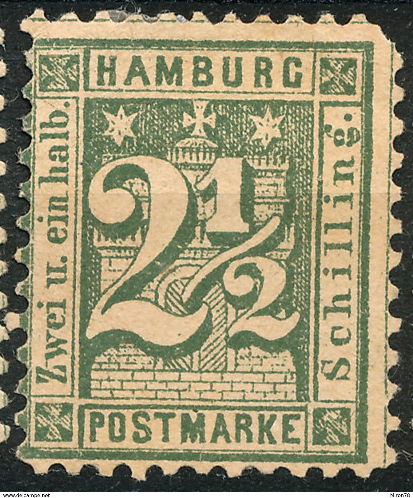 Stamp German States  Hamburg 1864-65 2 1/2s Mint Lot#36 - Hamburg